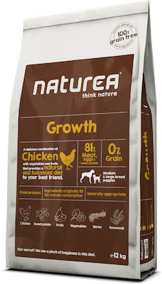 Naturea Growth 12kg Dry Food Grain Free for Puppies of Medium & Large Breeds with Chicken