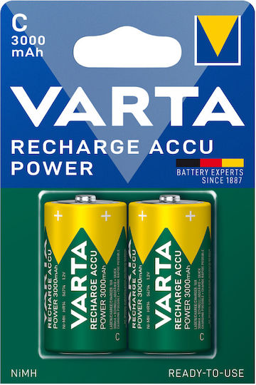 Varta Rechargeable Accu Επαναφορτιζόμενες Μπαταρίες C Ni-MH 3000mAh 1.2V 2τμχ
