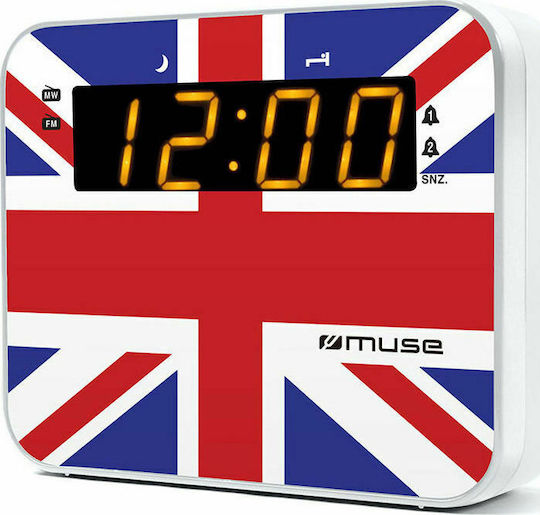 Muse Tabletop Digital Clock LED with Alarm Clock and Radio Blue M-165UK