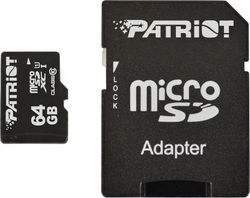 Patriot PSF64GMCSDXC10 microSDXC 64GB Klasse 10 U1 UHS-I mit Adapter