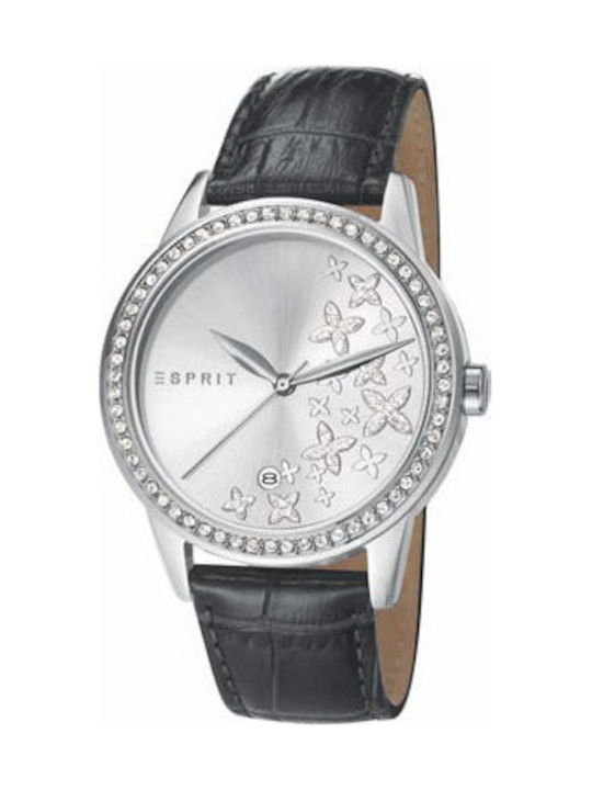 Esprit Watch with Black Leather Strap