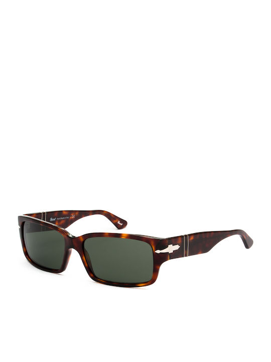 Persol PO Men's Sunglasses with Brown Tartaruga Plastic Frame and Green Lens PO3087S 24/31