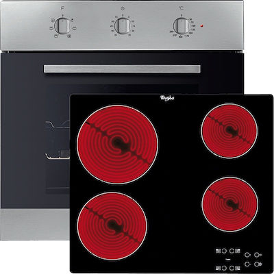 AKP 444 IX + AKT 8090 NE Φούρνος άνω Πάγκου 56lt με Κεραμικές Εστίες Π59.5εκ. Inox