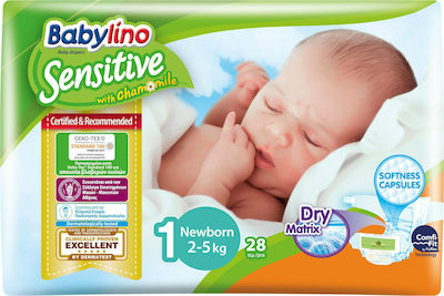 Babylino Sensitive Chamomile Πάνες με Αυτοκόλλητο No. 1 για 2-5kg 28τμχ