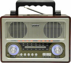 KEMAI MD-1800UR Retro Portable Radio Rechargeable with USB Brown