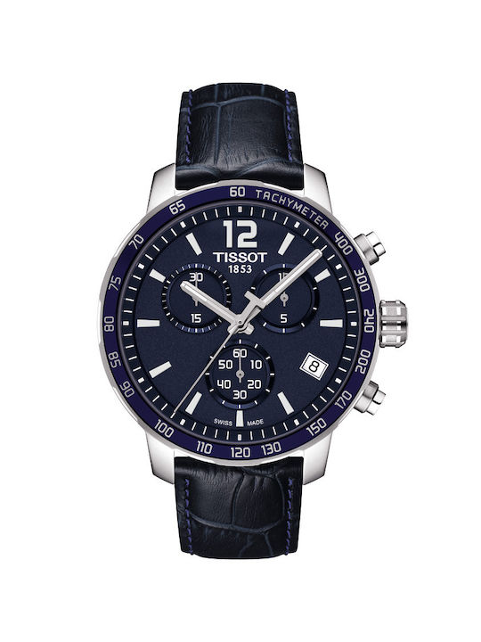 Tissot Uhr Chronograph Batterie mit Blau Lederarmband