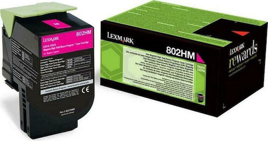 Lexmark 802H Original Toner Laser Printer Magenta High Yield 3000 Pages (80C2HME)