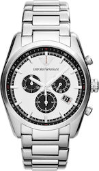 Emporio Armani Battery Chronograph Watch with Metal Bracelet Silver