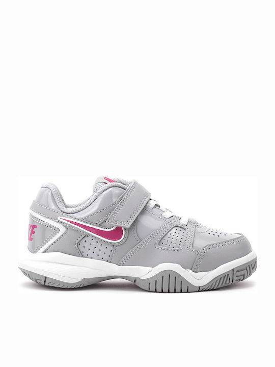 Court Kids Sports Shoes Running with Hoop & Loop Closure Gray
