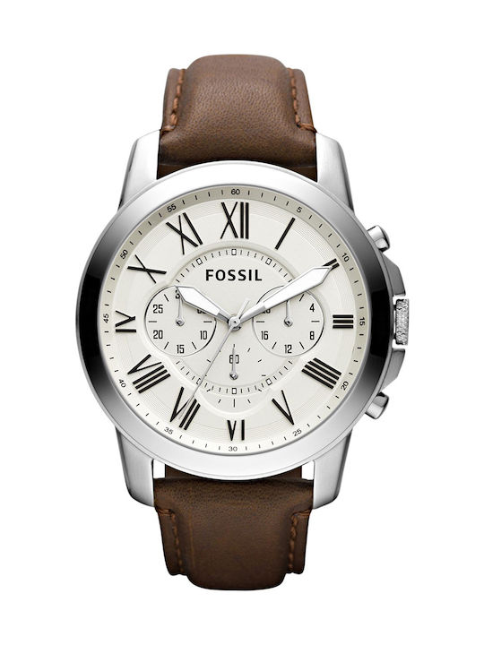 Fossil Grant Chronograph Stainless Steel Leather Strap