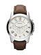 Fossil Herrenuhr 44mm Chronograph Batterie mit Braun Lederarmband