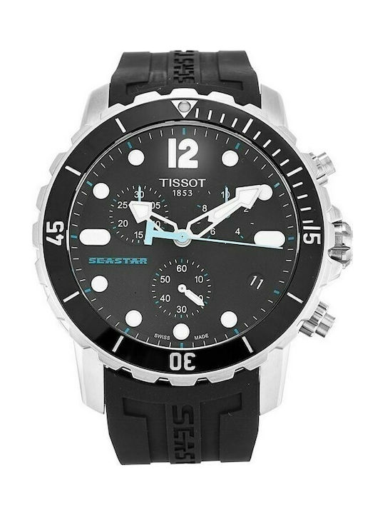 Tissot Seastar 1000 Ρολόι Χρονογράφος Μπαταρίας με Καουτσούκ Λουράκι σε Μαύρο χρώμα