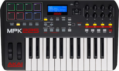 Akai Midi Keyboard MPK 225 με 25 Πλήκτρα σε Μαύρο Χρώμα