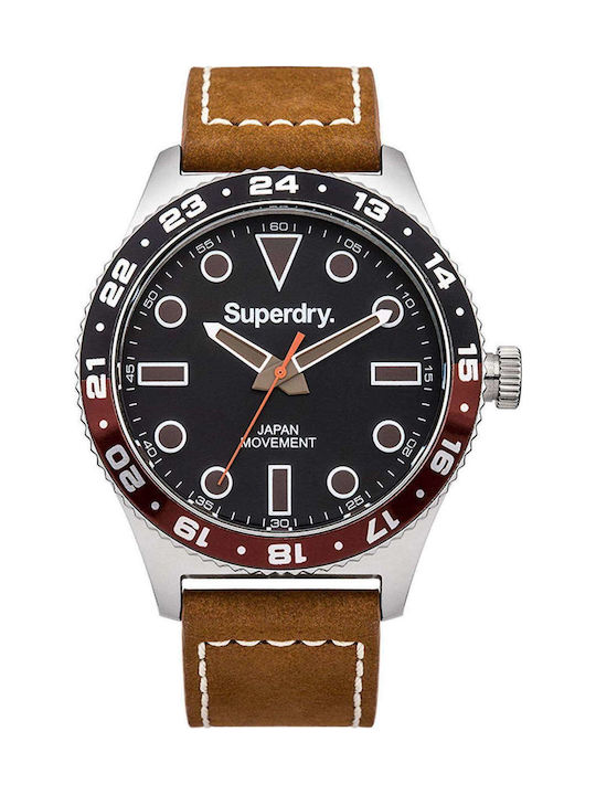 Superdry Watch Battery with Brown Leather Strap