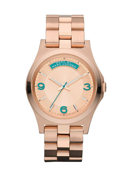 Marc Jacobs Marc By Baby Dave Γυναικείο Ρολόι 40mm Μπαταρίας με Ροζ Χρυσό Μεταλλικό Μπρασελέ