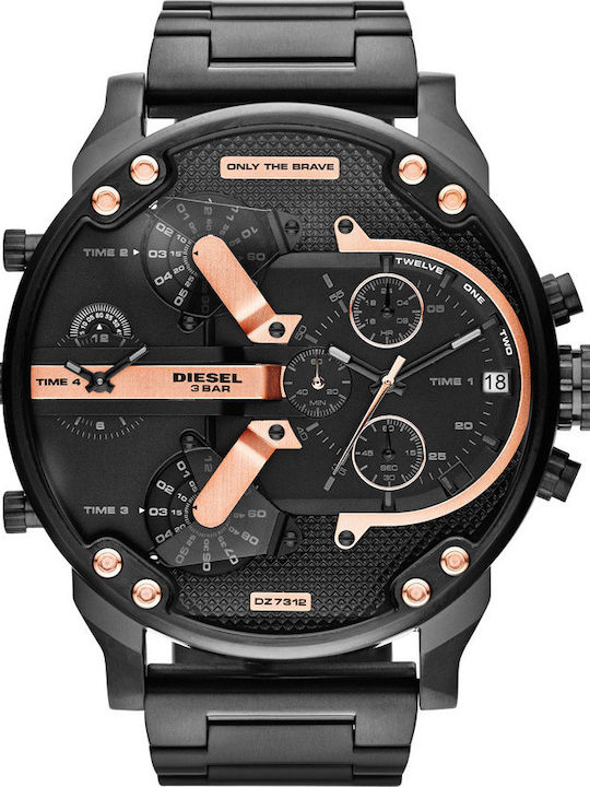 Diesel Mr Daddy 2.0 Ανδρικό Ρολόι 57mm Χρονογράφος Μπαταρίας με Μαύρο Μεταλλικό Μπρασελέ