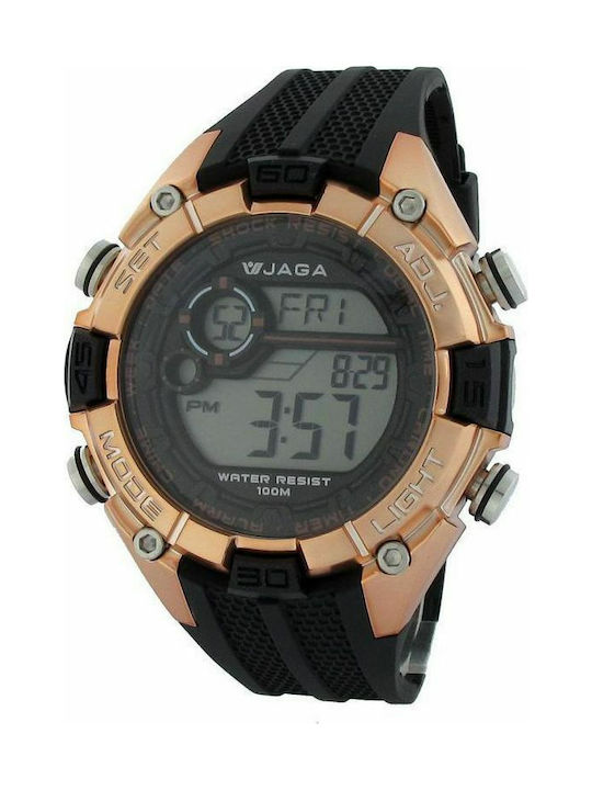 Jaga Digital Watch Battery with Black Rubber Strap M1020