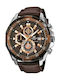 Casio Edifice Ανδρικό Ρολόι 49mm Μπαταρίας με Καφέ Δερμάτινο Λουράκι