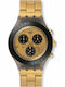 Swatch Swatch Γυναικείο Ρολόι Χρονογράφος Μπαταρίας με Χρυσό Μεταλλικό Μπρασελέ