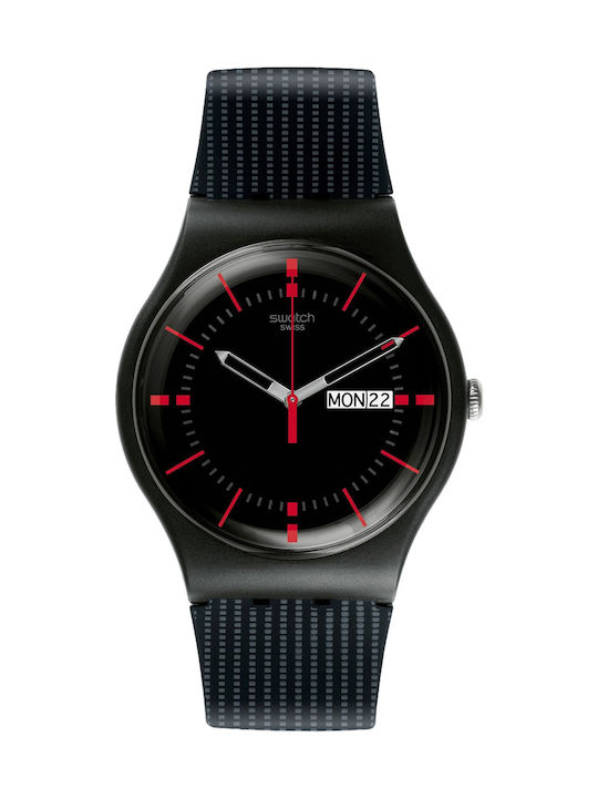 Swatch Watch with Black Rubber Strap