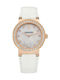 Swarovski Citra Sphere Watch with White Leather Strap