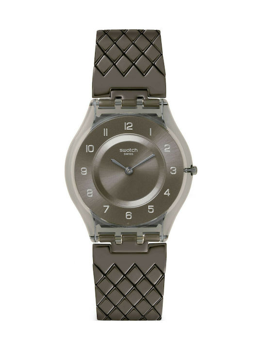 Swatch Watch with Brown Metal Bracelet