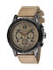 Ferro Men's Watch 51mm Chronograph Battery with Brown Fabric Strap