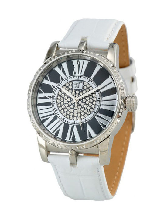 Visetti Watch with White Leather Strap