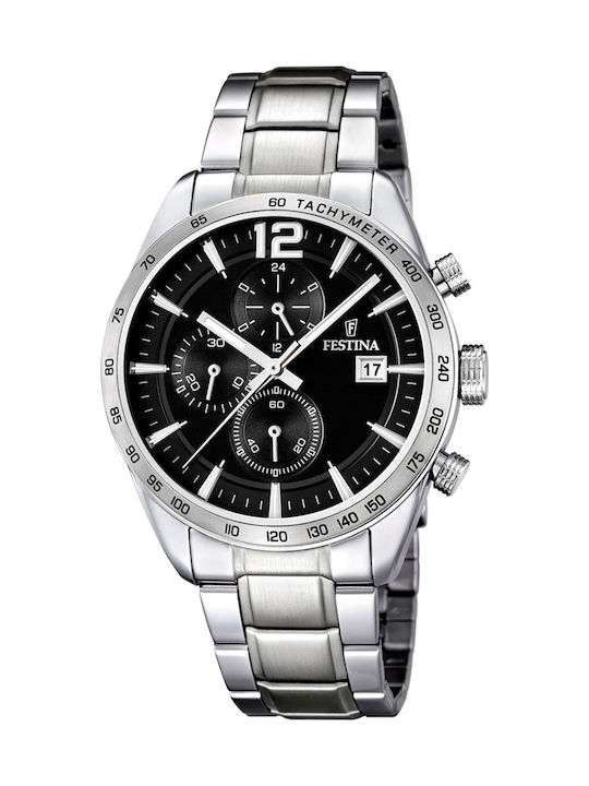 Festina Men's Watch 44mm Chronograph Battery with Silver Metal Bracelet
