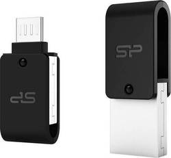 Silicon Power 16GB USB 2.0 Stick με σύνδεση USB-A & micro USB-B Μαύρο