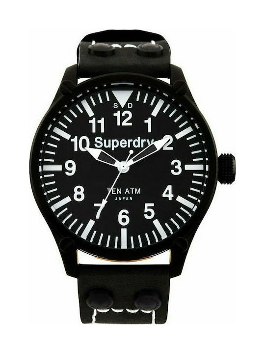 Superdry Men's Aviation Black Leather Strap
