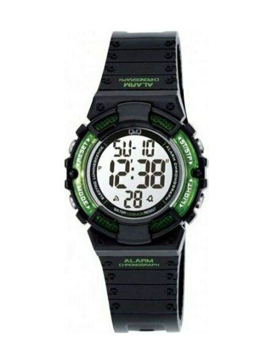 Q&Q Watch Battery with Black Rubber Strap M138J001Y