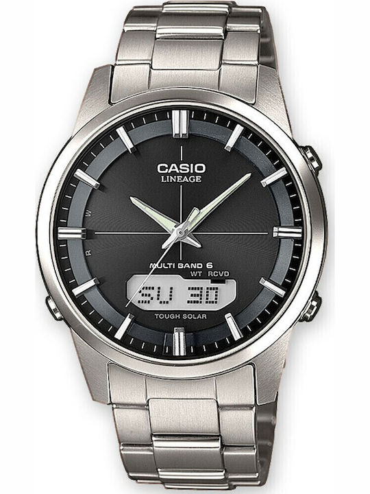 Casio Lineage Herrenuhr 39.5mm Solar mit Silber Metallarmband