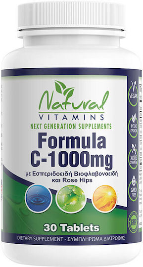 Natural Vitamins Vitamin C Vitamin for Immune System Boost, the Skin & Antioxidant Action 1000mg 30 Tablets