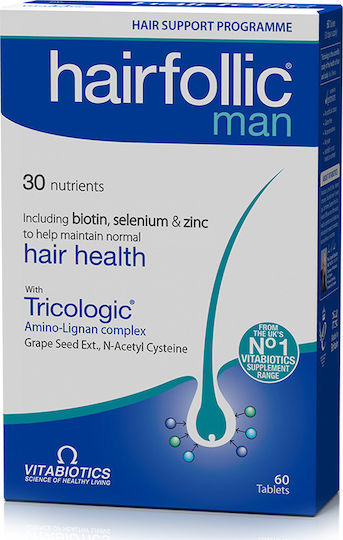 Vitabiotics WellMan Hairfolic Mann mit Tricologic Besondere Nahrungsergänzungsmittel 60 Tabletten