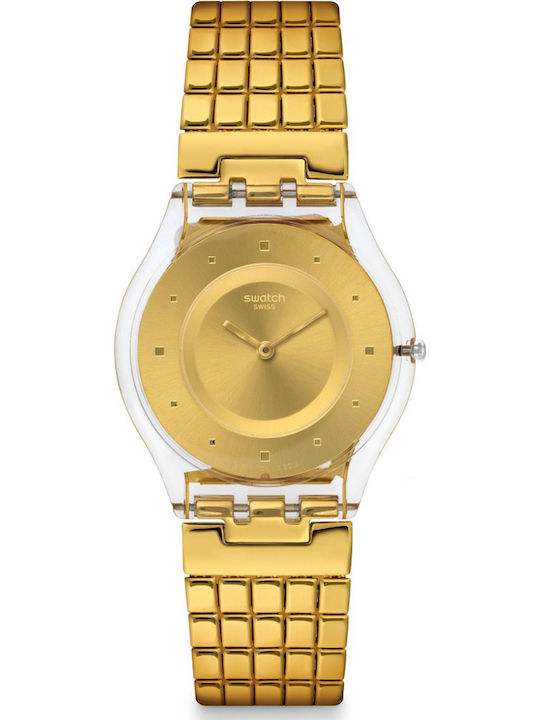 Swatch Γυναικείο Ρολόι Μπαταρίας με Χρυσό Μεταλλικό Μπρασελέ