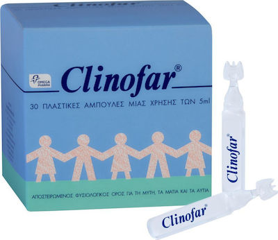 Omega Pharma Clinofar Saline Solution Ampoules for Baby and Children' 30pcs 5ml