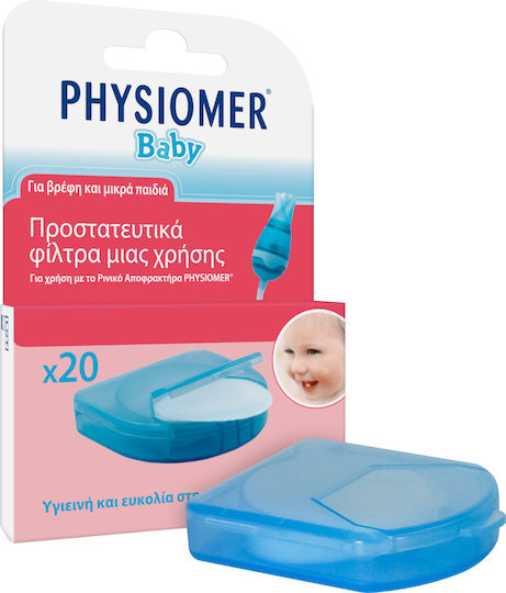 Physiomer Baby Protective Single Use Filters Ανταλλακτικά Ρινικού Αποφρακτήρα για Βρέφη και Παιδιά 20τμχ
