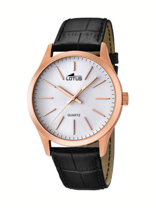 Lotus Watches Ceas Barbatesc Cronograf cu Baterie cu Curea din Piele Neagră