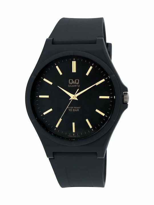 Q&Q Ανδρικό Ρολόι 40mm Μπαταρίας με Μαύρο Καουτ...