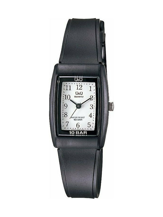 Q&Q Uhr Batterie mit Schwarz Kautschukarmband