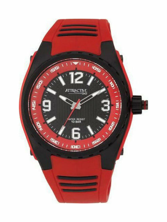 Q&Q Ανδρικό Ρολόι 52mm Μπαταρίας με Κόκκινο Καο...