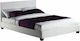 Wilton Κρεβάτι Διπλό Επενδυμένο με Δερματίνη Λευκό με Τάβλες για Στρώμα 150x200cm