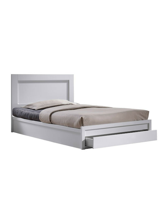 Life Κρεβάτι Μονό Ξύλινο Λευκό με Συρτάρια & Τάβλες 90x200cm