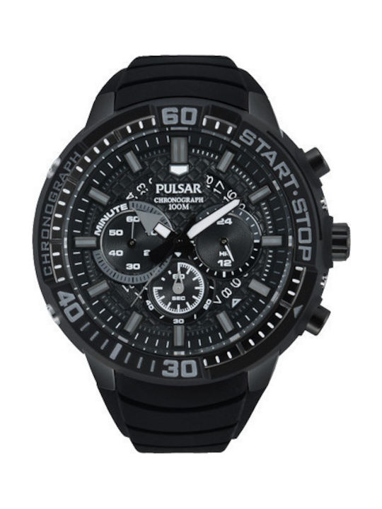 Lorus Sports Ρολόι Χρονογράφος Μπαταρίας με Δερμάτινο Λουράκι σε Μαύρο  χρώμα RM333HX9