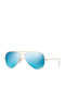 Ray Ban Aviator Unisex Γυαλιά Ηλίου με Χρυσό Μεταλλικό Σκελετό και Γαλάζιο Καθρέφτη Φακό