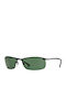 Ray Ban Унисекс Слънчеви Очила с Черна Метална Рамка и Зелени Стъкла RB3183 006/71