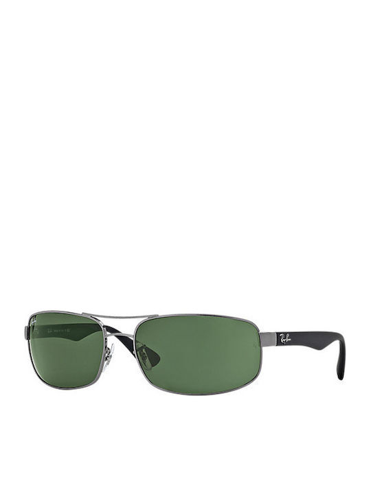 Ray Ban Herren Sonnenbrille mit Silber Metall Gestell und Grün Linse RB3445 004