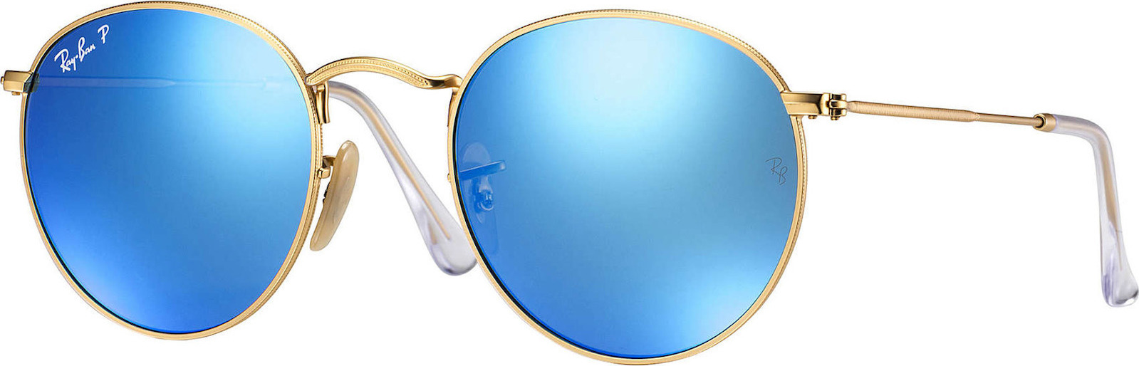 Ray Ban Round Metal Γυαλιά Ηλίου με Χρυσό Μεταλλικό Σκελετό και Μπλε  Polarized Καθρέφτη Φακό RB3447 112/4L