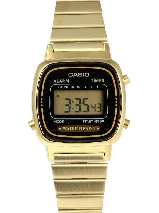 Casio Vintage Digital Women's Watch with Gold Metal Bracelet